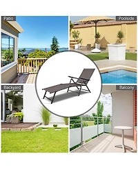 Gouun Folding Patio Chaise Lounge Chair with 5 Reclining Positions