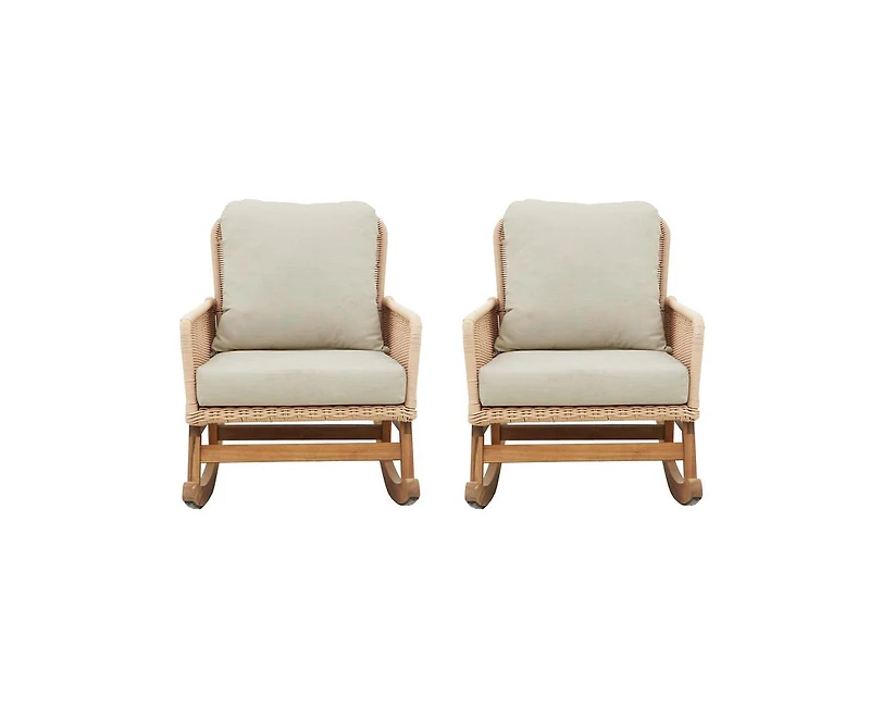 sumyeg Modern Wicker Rocking Chair with Cushions for Indoor and Outdoor (Set of 2)