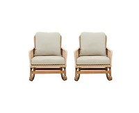 sumyeg Modern Wicker Rocking Chair with Cushions for Indoor and Outdoor (Set of 2)