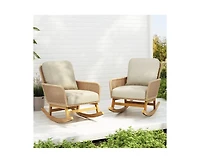 sumyeg Modern Wicker Rocking Chair with Cushions for Indoor and Outdoor (Set of 2)