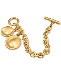 Donna Karan Worn 24k Gold Plated Wave Coin Flex Bracelet