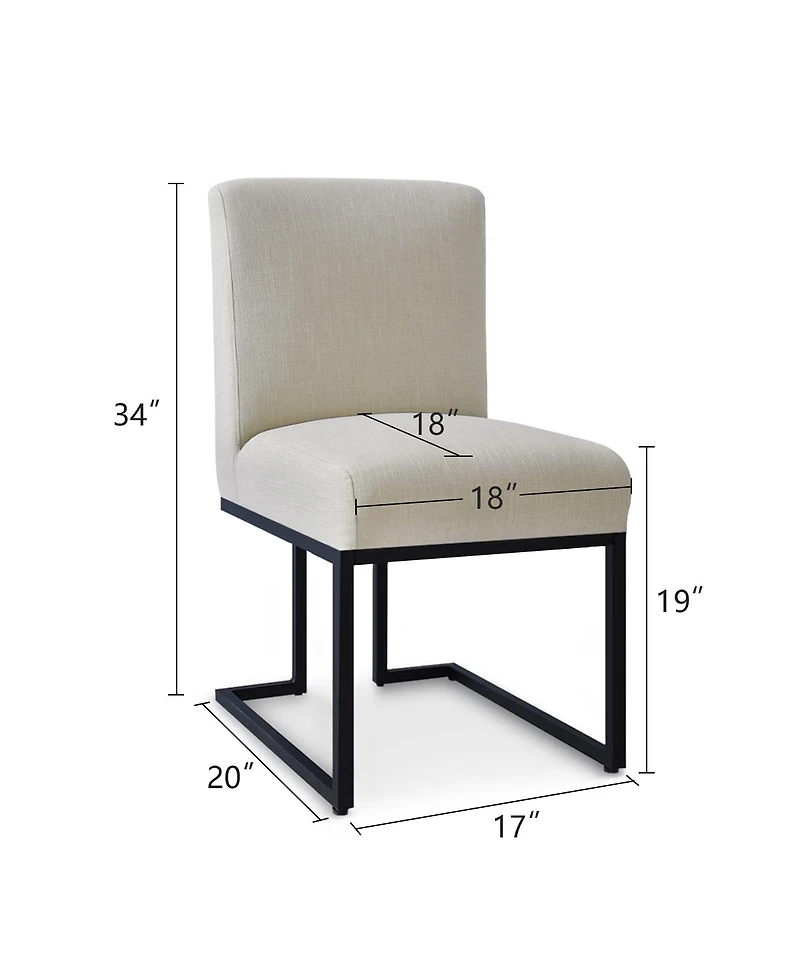 Maison Boucle Upholstered Dining Chairs Set of 2, Lux Fabric, Metal Sled Base