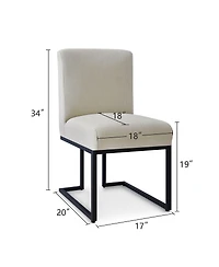 Maison Boucle Upholstered Dining Chairs Set of 2, Lux Fabric, Metal Sled Base