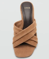 Mango Women's Crossed Straps Suede Leather Sandals