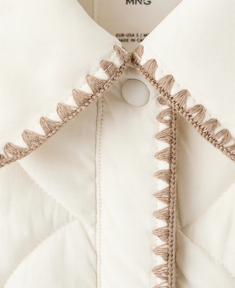 Mango Women's Contrasting Trim Quilted Jacket