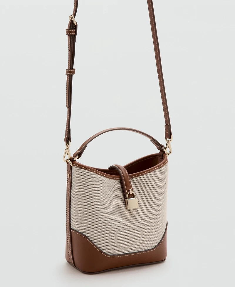 Mango Women's Contrasting Canvas Bucket Bag
