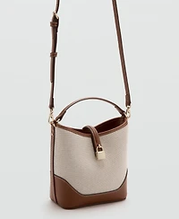 Mango Women's Contrasting Canvas Bucket Bag