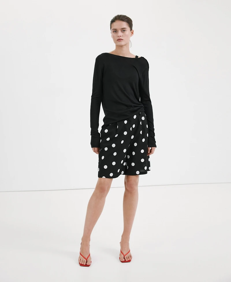Mango Women's Lyocell Polka Dot Shorts