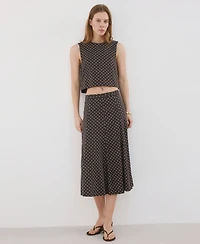 Mango Women's Polka-Dot Linen Skirt
