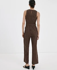 Mango Women's Polka-Dot Belted Linen Jumpsuit