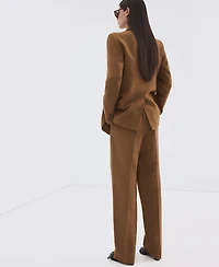 Mango Women's Elastic Waistband Linen Suit Pants