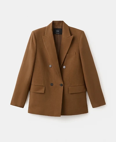 Mango Women's Double-Breasted Linen Suit Blazer