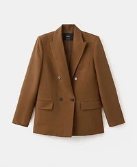 Mango Women's Double-Breasted Linen Suit Blazer