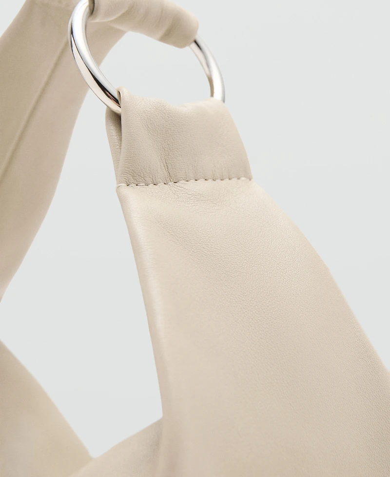 Mango Women's Buckle Leather Shoulder Bag