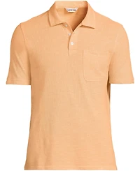 Lands' End Men's Short Sleeve Cotton Linen Polo