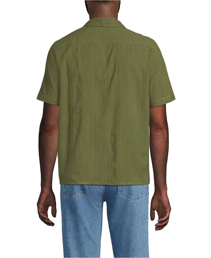 Lands' End Men's Textured Camp Collar Shirt