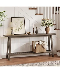 gaomon 70.9 Inch Console Table, 2-Tier Narrow Sofa Table Behind Couch, Extra Long Entryway Table for Hallway, Industrial Farmhouse Entry Table