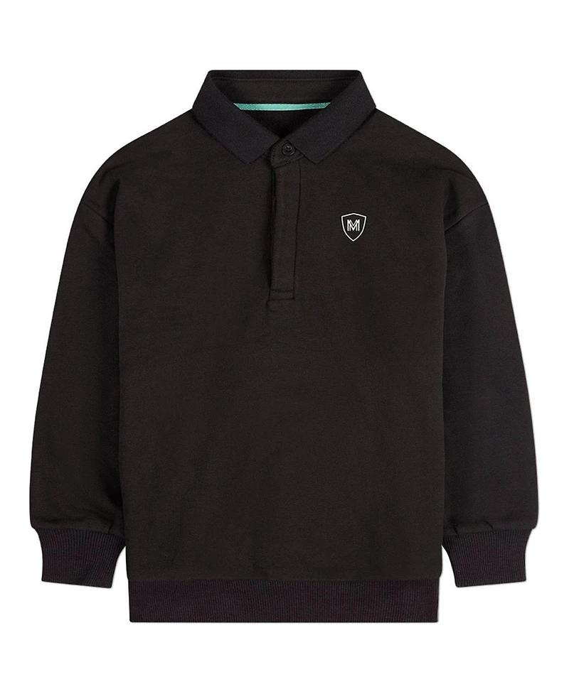 MeMoi Boys Long-Sleeve Cotton-Rich Fleece Polo Sweatshirt - Child