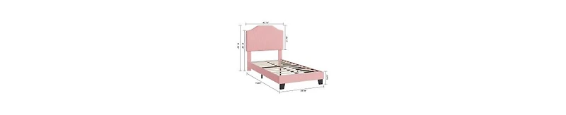 Homfan Modern Corduroy Headboard Bed Frame for Kids - Sturdy, Noise-Free Platform, No Box Spring Needed Easy Assembly Ideal Boys and Girls