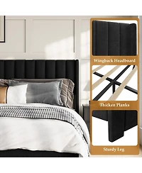 homfan Bed Frame with 2 Storage Drawers, Velvet Upholstered Platform Bed, No Box Spring Needed, Noise Free