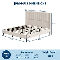 Homfan Bed Frame with Headboard, Sturdy Wooden Slats
