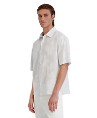 Karl Lagerfeld Paris Men's Raised Cloud Flower Stripe Shirt