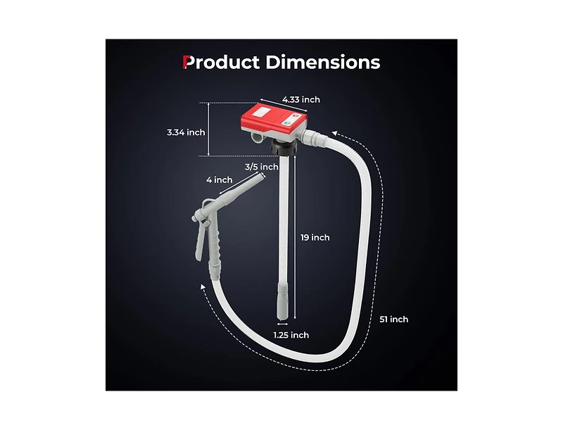 Sugift Portable Fuel Transfer Pump with Flow Control Nozzle