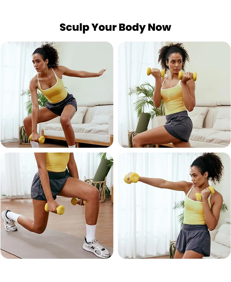 Sportneer Neoprene Dumbbells Set of 2 with 5 lb Hand Weights Non Slip Ergonomic Anti Roll Square Shape for Home Workout