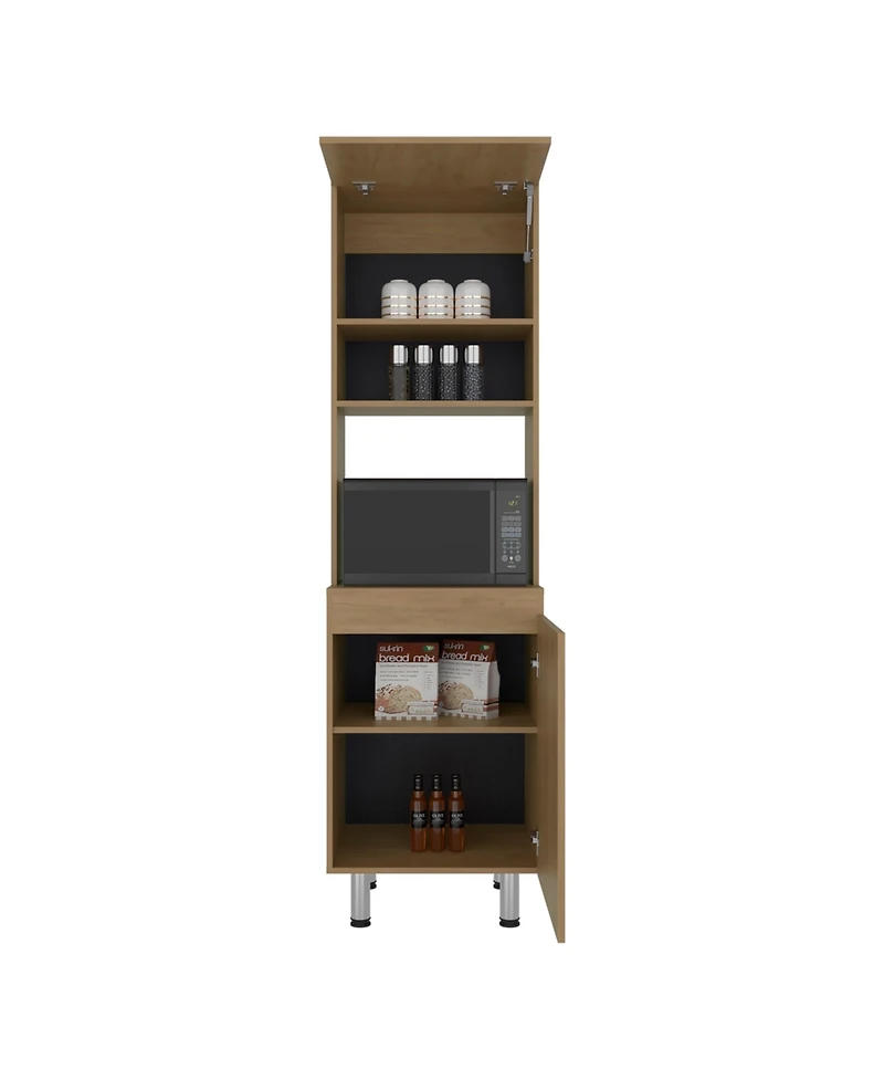 Fm Furniture Arlo Multi-Purpose Tall Storage Cabinet with Open Shelving and Lower Cabinet