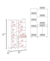 Fm Furniture Regrets Kitchen Storage Cabinet with Microwave Shelf, Drawer, and Open Compartments