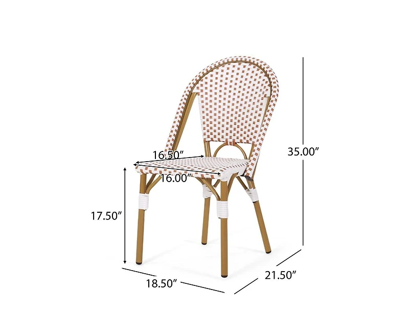 sumyeg French Style Rattan Bistro Chairs Set of 2 with Aluminum Frame