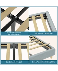 Homfan Modern Boucle Upholstered Kids Bed Frame - Arch Headboard, Wooden Slats, No Box Early Season Needed, Easy Assembly