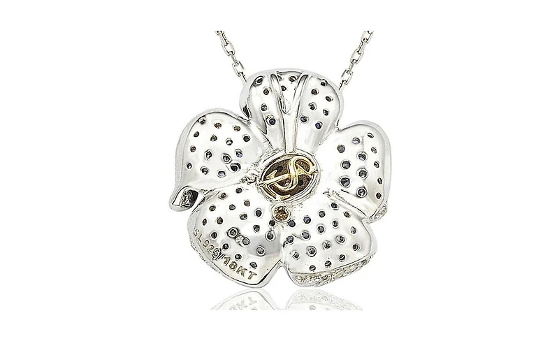 Suzy Levian New York Sterling Silver Pave Sapphire Flower Pendant