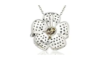 Suzy Levian New York Sterling Silver Pave Sapphire Flower Pendant