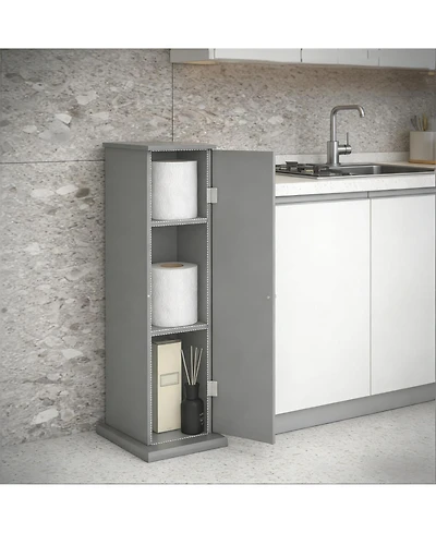 Clihome 3-Tier Corner Cabinet - Modern Rustic Toilet Paper Storage for Bathroom Kitchen