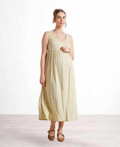 Nom Maternity Ribbed Modal Henley Dress