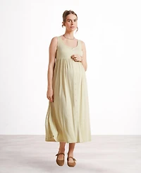 Nom Maternity Ribbed Modal Henley Dress