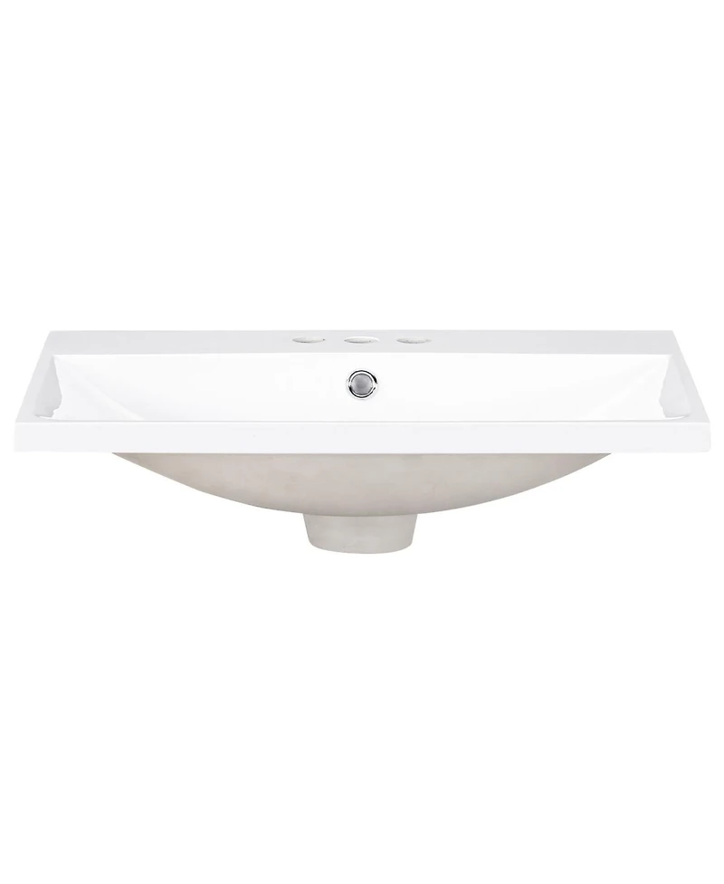Sillysis Rectangular Ceramic Vanity Top with Sink, 3 Faucet Holes, Easy Maintenance