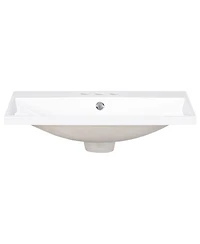 Sillysis Rectangular Ceramic Vanity Top with Sink, 3 Faucet Holes, Easy Maintenance