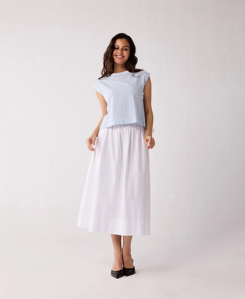 Reistor Women's Button-Back Crew Neck Top