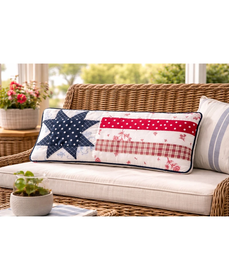 10" x 24" Patriotic Quilted Star Accent Throw Pillow