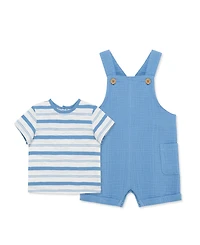 Little Me Baby Boys' Solid Shortall Set