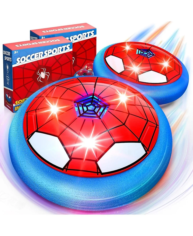 HopeRock Soccer Toys 2 Pack Hover Soccer Ball Toys Indoor Soccer Set with Led Lights, Soft Foam Bumpers, Air Floating Soccer Gifts
