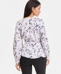 I.n.c. International Concepts Women's Printed Blouson-Sleeve Wrap Blouse, Macy's Exclusive
