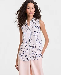 I.n.c. International Concepts Women's Printed Button-Down Sleeveless Blouse, Exclusively at Macy's