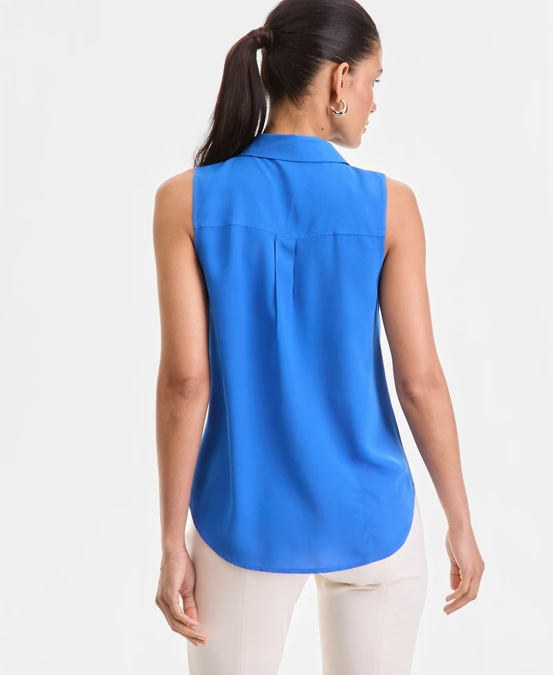 I.n.c. International Concepts Women's Printed Button-Down Sleeveless Blouse, Exclusively at Macy's