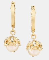 Marchesa Pave & Imitation Pearl Charm Hoop Earrings