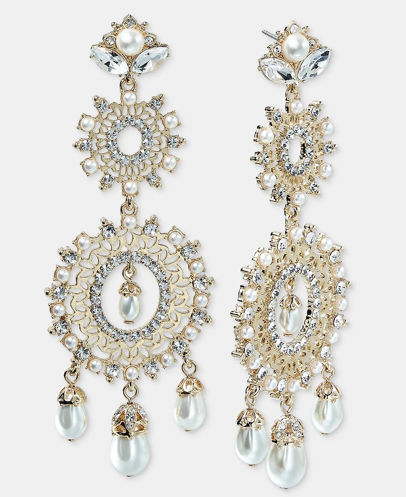 Marchesa Crystal & Imitation Pearl Chandelier Earrings