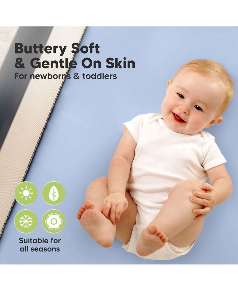 KeaBabies 2pk Isla Waterproof Mini Crib Sheets for Boy, Girl, Soft Pack and Play Graco Mattress