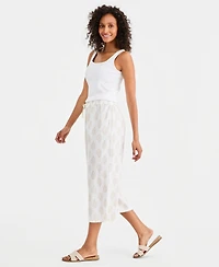 Style & Co Women's Printed Linen Wide-Leg Capri Pants, Macy's Exclusive